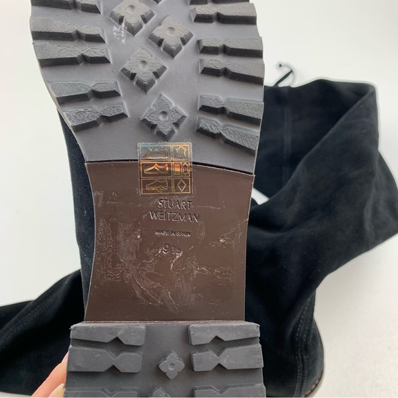 Stuart Weitzman Over The Knee Boots Suede Leather Low Block Heel Lug Sole 9.5 B - Picture 7 of 11